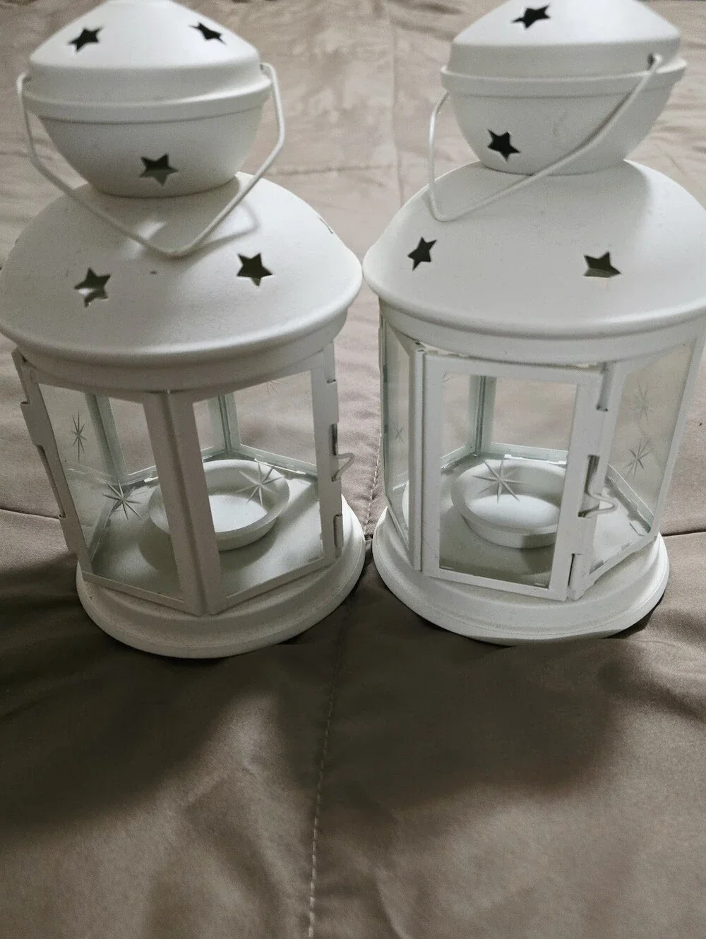 Ikea White Votive Candle Lanterns Stars Set of 2